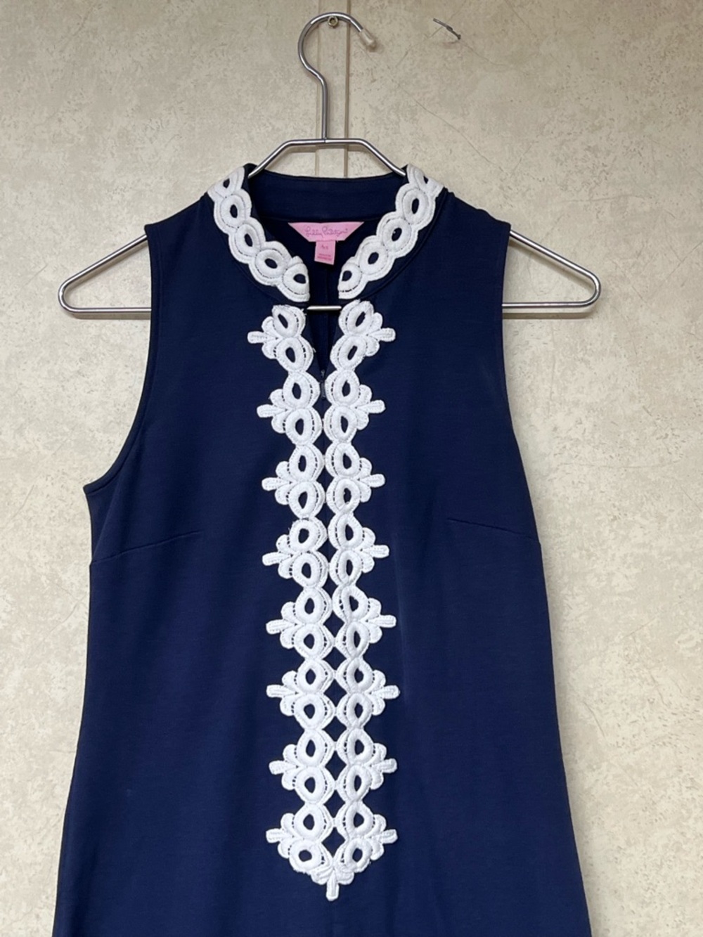 Lilly Pulitzer Callista true navy sleeveless shift dress embroidered lace trim - Picture 6 of 12